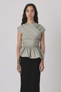 Wrap Bodice: Wrap Bodice Deux Top in Sage Green
