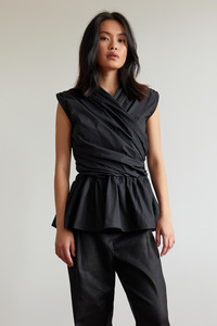 Wrap Bodice: Wrap Bodice Deux Top in Black