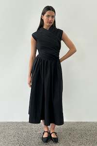 Signatures: Wrap Bodice Dress in Black