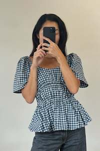 Bodice Top in Blue Check