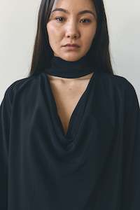 Sale 25: Sale - Scarf Neck Blouse in Black