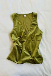 Samples And Archive Sale 26: (Sale) Velour Top in Seaweed green