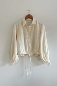 Sale - Mes Drawstring Shirt Ivory Linen