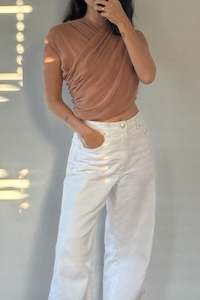 Last Ones: Silk Wrap Bodice Top in Toffee