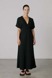 Kimono Bias-Cut Dress in Black