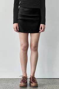 Ruched Mini Skirt in Black