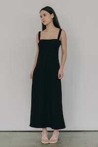 Permanent: Sculpted Deux Slip Dress in Black