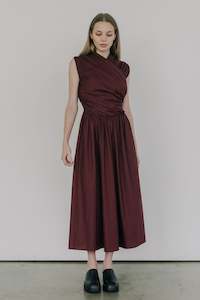 Wrap Bodice Dress in Burgundy