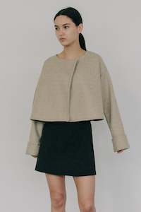 Cropped Wool Jacket in Oat