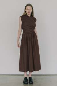 Wrap Bodice Dress in Chocolate