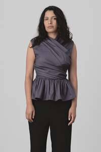Wrap Bodice: Wrap Bodice Deux Top in Charcoal