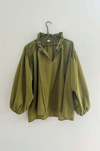Remnants: (Remnants) Nonna Blouse in Chartreuse