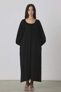 Bloom U-Neck Maxi Dress in Black