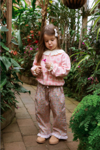 Penelope Cardigan - Pink Checkered Hearts