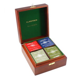 4 Compartment Mahogany Style Presentation Gift Box