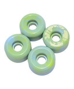 Skateboard Wheels: Wayward Wheels Swirl Formula Neon Green/Baby Blue  53mm 101a
