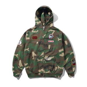Butter Goods Patches Zip Thru Hood Washed Camo