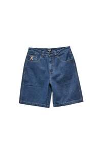 X Large: Xlarge Burst Bull Denim 91 Short Raw Indigo
