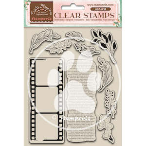 Stamps Stamperia: Stamperia - Create Happiness 2 - "Leaves and Movie Film" Acrylic Stamp 14x18cm