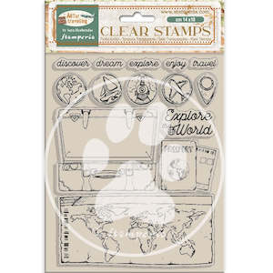 Stamps Stamperia: Stamperia - Art of Travelling -  Acrylic Stamp 14x18cm