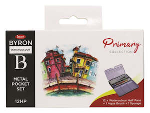 Jasart: Jasart - Byron Watercolour Metal Pocket Paint Set - Primary (12 Half Pans)