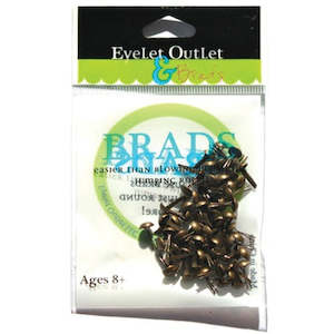 Eyelet Outlet And Brads: Eyelet Outlet and Brads - 4mm Round Brads - Brushed Brass