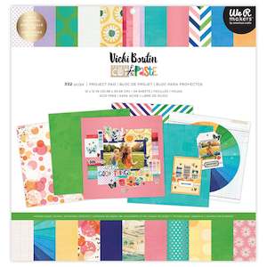 Paper Pads Packs American Crafts: **Pre-Order** Vicki Boutin - Cut & Paste - 12x12 Project Pad with Sticker Sheets & Specialty Papers