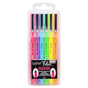 Pens Markers Pastels Marvy Uchida: Marvy - LePen Flex - Neon (6pk)