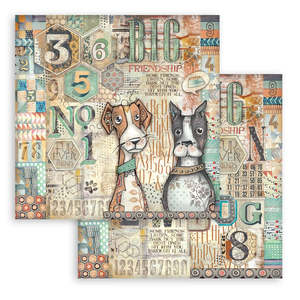Stamperia - Furry Friends - 12x12 Paper "Dogs and Numbers"