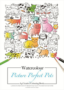 Jasart: Jasart - A4 Adult Colouring Book - Watercolour - Picture Perfect Pets
