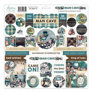 Mintay - Man Cave - 12x12 Chipboard Ephemera Sheet