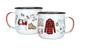 Kiwiana Gifts For Posting Worldwide: Wolfkamp & Stone Enamel Mug - Tramping