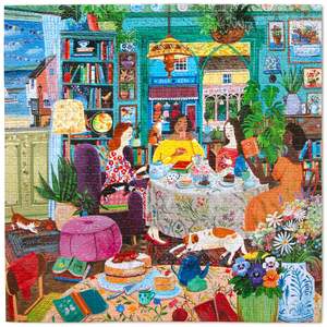 Jigsaws Adult: eeBoo - Books & Tea by the Sea 1000pc Jigsaw Puzzle