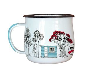Wolfkamp & Stone Enamel Mug - Camping