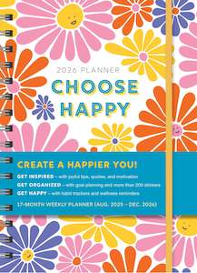 Calendars And Diaries: 2026 Planner - Choose Happy August 25-December 26