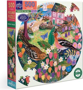 Jigsaws Adult: eeBoo - Birds by the Sea 500pc Round Jigsaw Puzzle