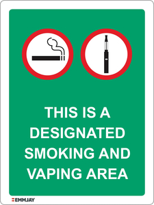 Products: Designated Smoking and Vaping Area Sign 0133 - Emmjay
