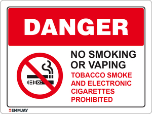 Products: EGL 1339 Danger - No Smoking or Vaping Tobacco Smoke and Electronic Sign - Emmjay