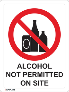 Products: Alcohol Not Permitted on Site Sign 0500 - Emmjay