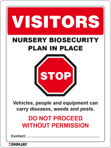 Nursery Biosecurity Sign - EGL 1507 - Emmjay