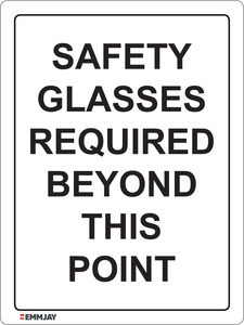 Products: Safety Glasses Required Beyond This Point Sign 0364 - Emmjay