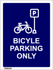 Products: Bicycle Parking Only Sign (Blue) 1105 - Emmjay