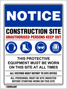 Products: Notice – Construction Site Keep Out Sign 0475 - Emmjay