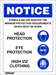 Products: Notice – Minimum Protection Requirements Sign (Set 1) 0476 - Emmjay