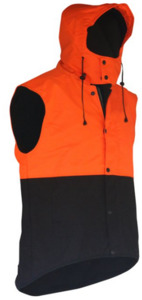 Oilskin D/O Sleeveless Vest with Hood Orange/Brown Empyre Workwear Packaging & Hygiene
