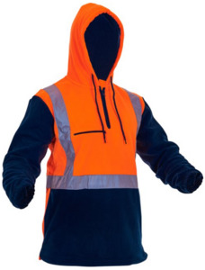 Hi-Vis D/N Polar Fleece 1/2 Zip Hoodie Orange/Navy Empyre Workwear Packaging & Hygiene