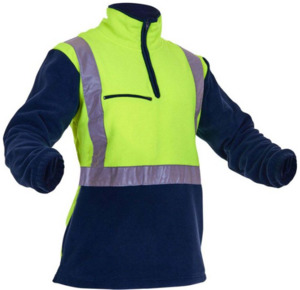 Hi-Vis D/N Polar Fleece 1/2 Zip Tunic Yellow/Navy Empyre Workwear Packaging & Hygiene