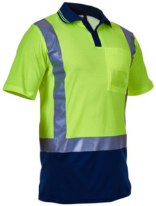 Products: D/N S/S Cotton Backed Polo Yellow/Navy Empyre Agri Essentials