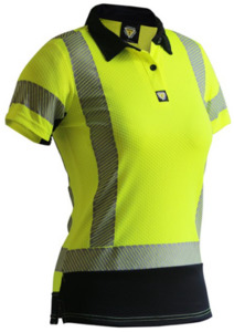 D/N S/S Microvent® Premium Polo Women’s Yellow/Black Empyre Workwear Packagin&hellip;