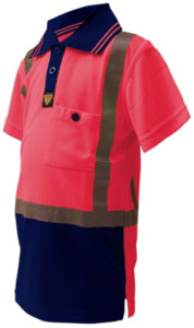 Taped Microfibre Polo Children’s Pink/Navy Empyre Workwear Packaging & Hygiene